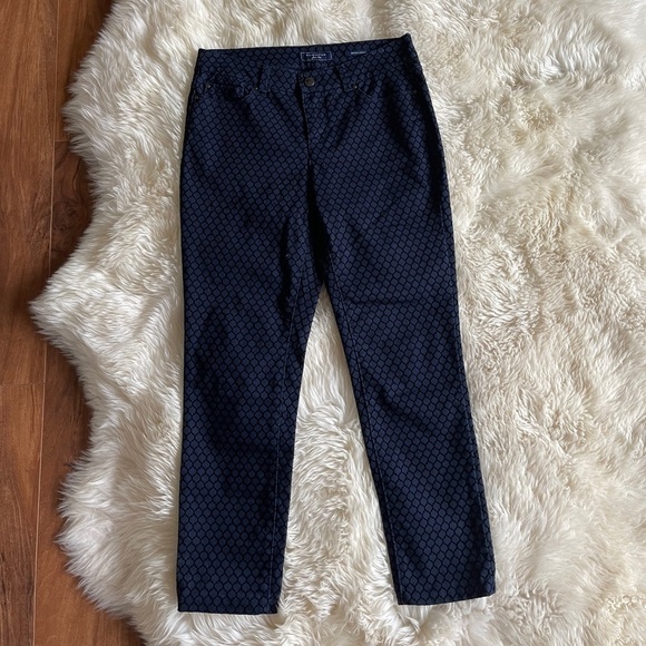 Charter Club Skinny Ankle Blue Printed Pants 4 - Picture 1 of 7